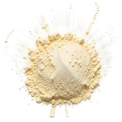 Flour on white background, top wview