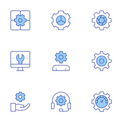 Setting icons set. Line Duotone style, editable stroke. app settings, computer, gear, settings, manager