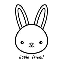 Cute bunny, outline silhouette of a small rabbit.