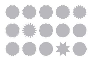 Star shaped price tags. Vector illustration of blank promotional stickers for sales.