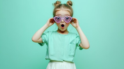 The girl with heart glasses