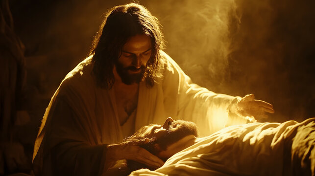 Jesus Christ performing miracles healing the sick