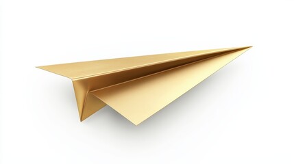 Gold Paper Plane , Isolated On White Background, Ideal For Communication-Themed Designs And Travel Graphics . Generative ai