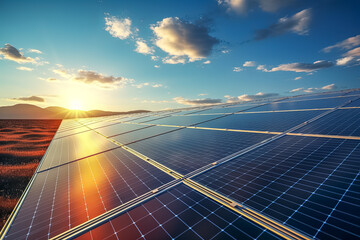 Strom aus Erneuerbaren Energien, Solarzellen einer Photovoltaikanlage, Generative AI