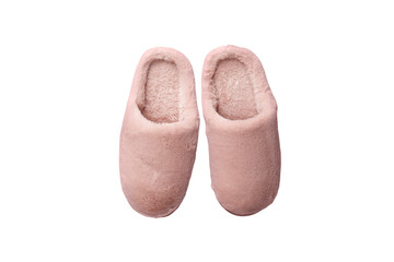 Pink flip flops with fur. Cozy home shoes.