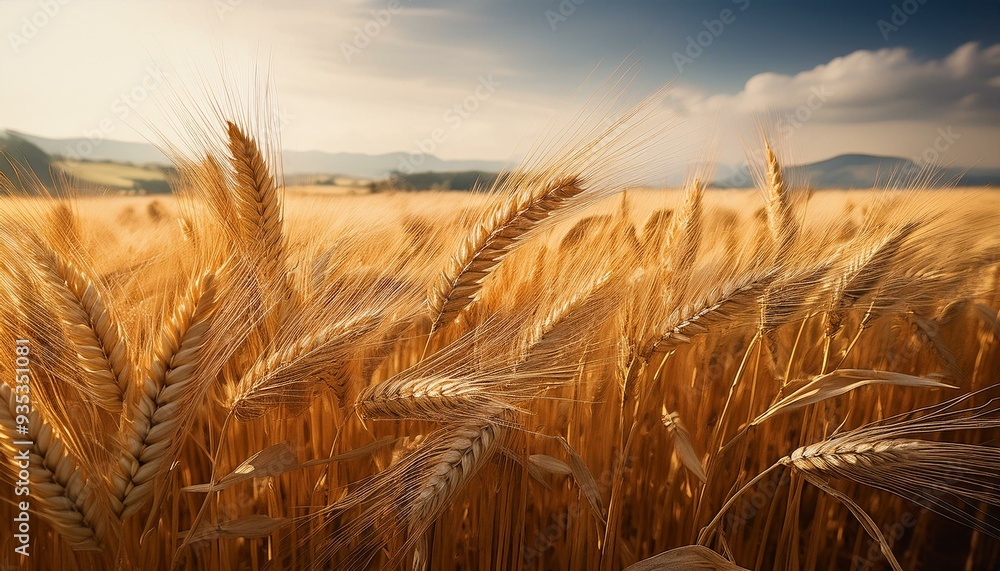 Wall mural barley field background, ai generated