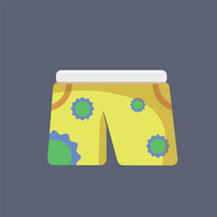 yellow short pants in flat vector design.