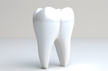 white tooth on a gray background, generative ai