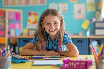A girl in a classroom