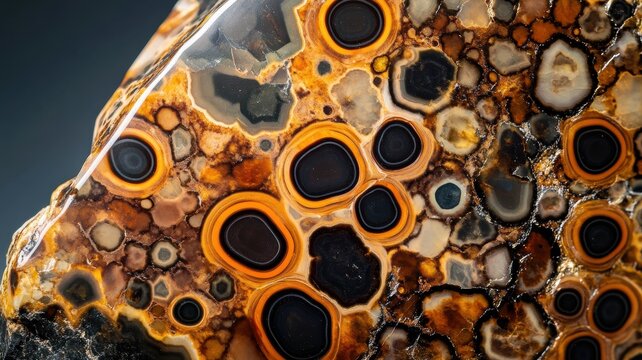 Enstatite stone with a complex pattern of black and brown