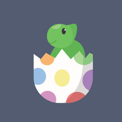 hatched dinosaur egg in flat vector design.