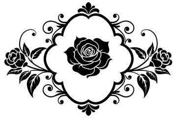 Flower Vintage Baroque Scroll Victorian Frame Border Vector Illustration - Printable Design