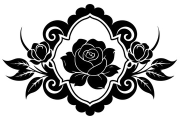 Flower Vintage Baroque Scroll Victorian Frame Border Vector Illustration - Printable Design