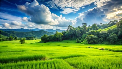 Fototapeta premium landscape of green grass field