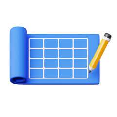 3d blueprint with pencil