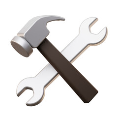3d crossed hammer and wrench