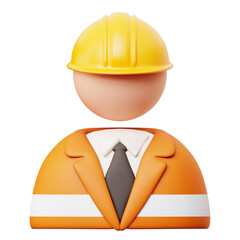 3d laborer profil icon with safety vest and helmet