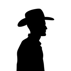 Side View Cowboy Silhouette with Hat Vector Art Illustration