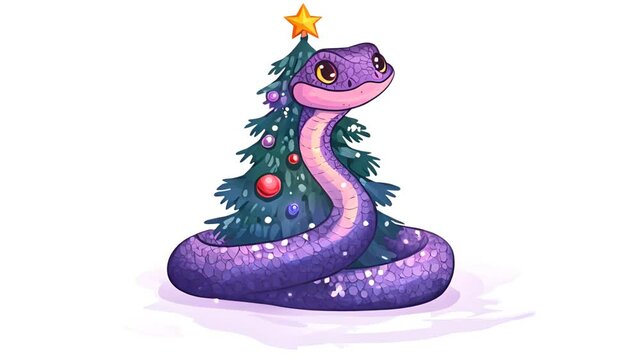 The symbol of the new year is a green snake. a festive poster with a snake.