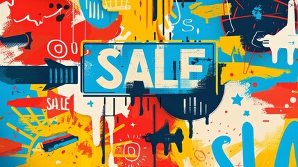 Colorful Abstract Sale Sign Background.