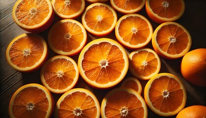 Close-Up of Freshly Sliced Oranges with Vibrant Color