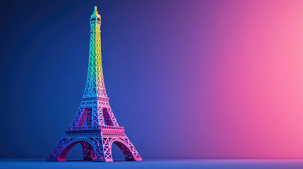 Stunningly Colorful Model of the Eiffel Tower Presented in an Eye Catching Vibrant Gradient