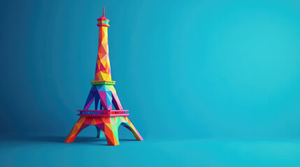 Stunningly Colorful Model of the Eiffel Tower Presented in an EyeCatching Vibrant Gradient