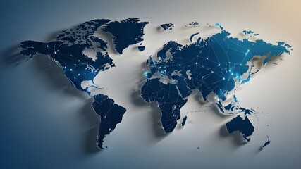 Global Network Connection, World Map Technology, Innovation in Global Business Concept