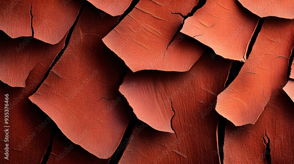 Wall mural Detailed shot of madrone tree bark, capturing the rich, reddish hues and distinctive peeling effect, emphasizing the tactile feel of the smooth surface