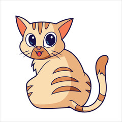 Cute cat sitting and looking back illustration