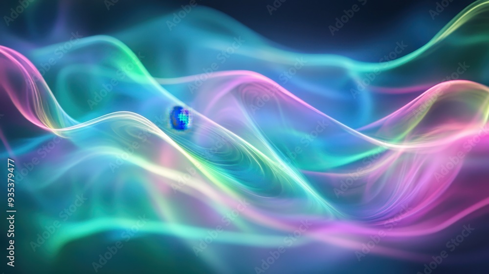 Aufkleber abstract colorful waves of light creating a dynamic and fluid visual effect.