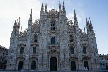 Fototapeta premium Famous cathedral, church in a clear morning in Milan, Italy, Europe