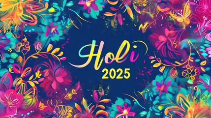 Vibrant background for Holi celebration in India in bright colors. Happy Holi