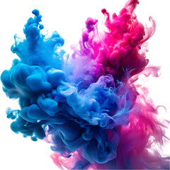 Fototapeta premium Blue and Pink Colorful Ink Smoke Isolated on White Background Perfect for Creative Design and Artistic Effects