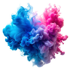 Obraz premium Blue and Pink Colorful Ink Smoke Isolated on White Background Perfect for Creative Design and Artistic Effects