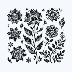 Fototapeta premium Elegant Set of Floral Elements for Design and Decoration