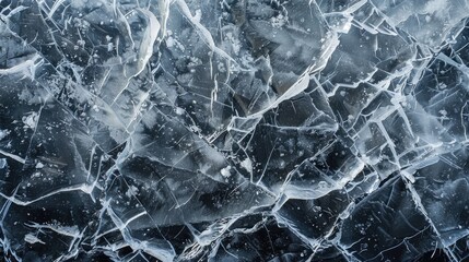 Beautiful ice in cracks, winter background