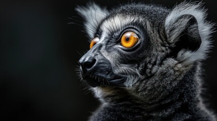 Naklejka premium an extreme close-up of a lemur's face,