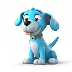 Cute Blue Cartoon Dog Illustration - Adorable Pet Character for Kids' Projects