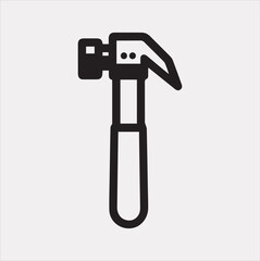Hammer Icon Vector silhouette illustration icon on a white background