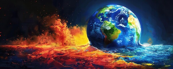 Boiling water bodies on Earth, global warming impact, environmental catastrophe
