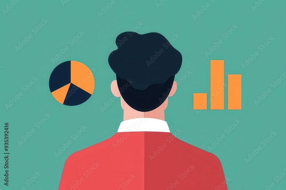 Poster insights emerging from real-time data processing, business context, flat design illustration