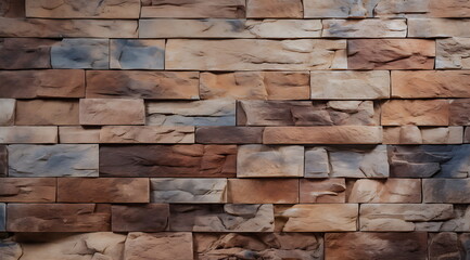 Obraz premium a stone wall with different colored blocks mixed, generative ai