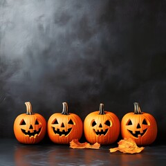 Halloween. funny pumpkins, place for text.