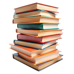 Stacked Books Isolated on White Background Ideal for Educational and Literary Illustrations