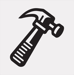 Hammer Icon Vector silhouette illustration icon on a white background