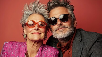 Obraz premium Rock Duo, Grey-Haired And Lively, Proving Age Is Just A Number 