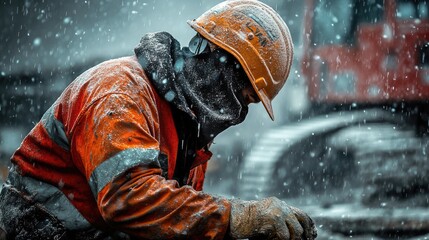 Construction Worker in a Blizzard
