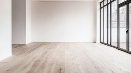 Empty room interiors composition in Mediterranean style with rustic elements.Interior design open space composition with no furniture.