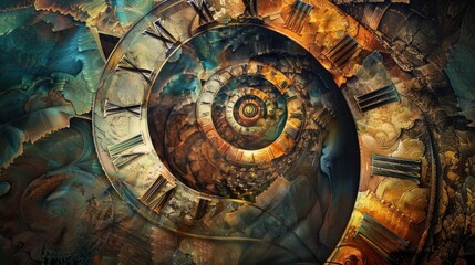 Visualize an art piece that represents the concept of time.